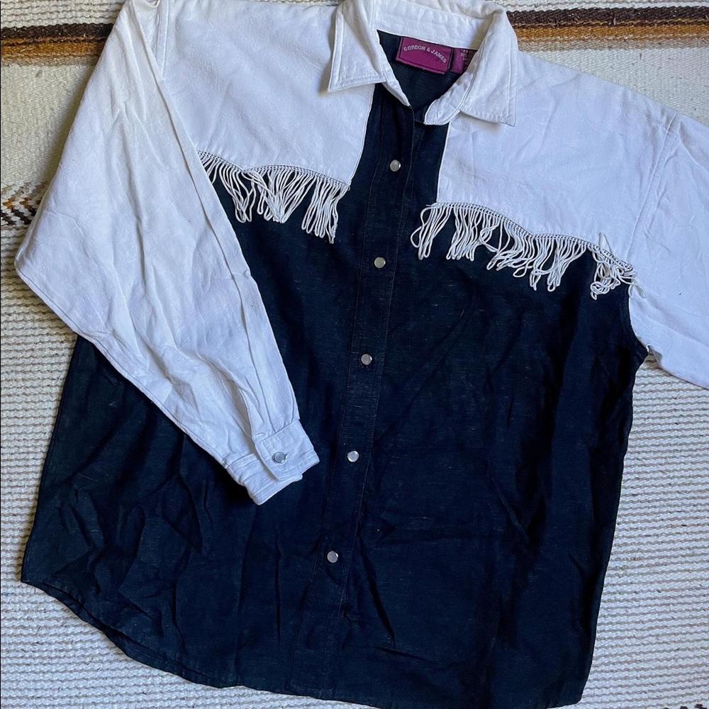 Vintage Button Up Fringe Shirt Size Medium